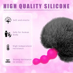Small Rabbit Tail Anal Plug?Silicone Anal Sex Toys For Beginners?Butt Plug For Cospaly?Small Size For Long Time Comfortable Wear (Black)