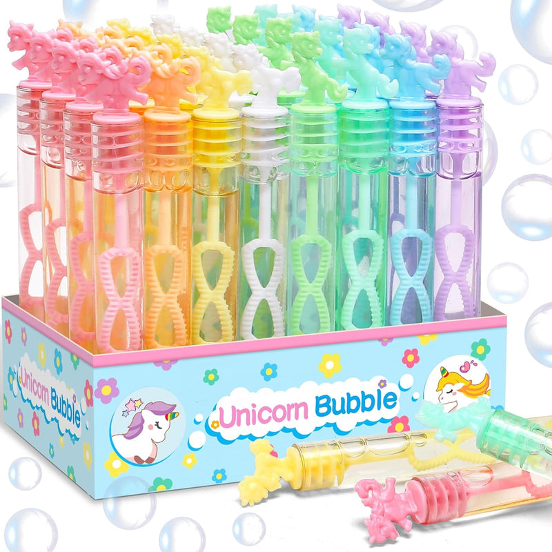 32 Piece Mini Unicorn Bubble Wand With Display Box, Pastel Unicorn Party Fa