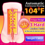 Heated Male Masturbator Adult Sex Toys Torso Warmer Pocket Pussy With Canine Teeth Design Realistic Textured Automatic Heating 104°F