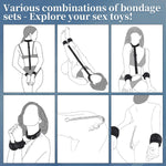 Adjustable Bondage Restraint Set – Neck-to-Wrist Cuffs with Vibrating Anal Hook