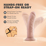 Blush Dr. Skin 8" Long Realistic Thick Dildo - 2” Wide Lifelike Cock - Suction Cup, Strap-On, Body-Safe Pvc - Solo Pussy & Anal Pleaser - Pegging Play Adult Sex Toy For Women, Men & Couples - (Beige)
