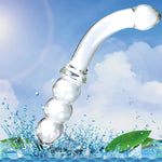 Anal Beads Glass Double-Ended Dildo, Crystal Glass Curved Pleasure Anal Butt Plug Beads Classic Dildo Penis Massage G-Spot Masturbator Sm Adult Sex Toy Games For Men Women Couple