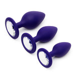 Silicone Butt Plug Kit | Jewelled 3 Pcs Anal Training Set For Beginners | Flared Anal Plugs For Men, Women & Couples | Adult Sex Toys Small, Medium & Large | Prostate Massager Adult Toy