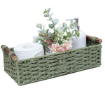 Round Paper Rope Storage Basket Wicker Baskets For Organizing With Handle Decora