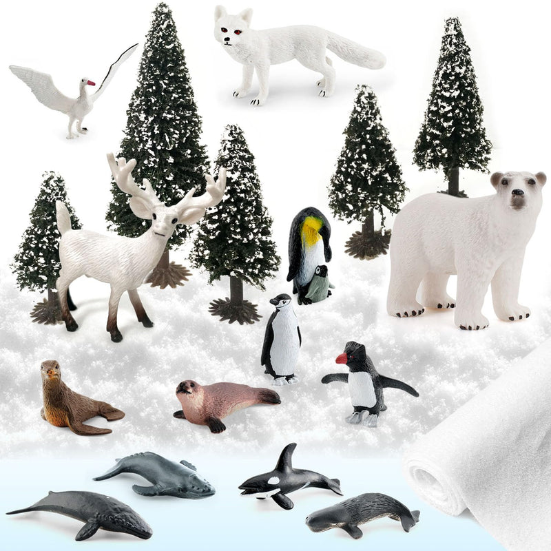 Arctic Animals Toys, Polar Animals Toy, 21Pcs, Model Scenery Kit, Antarctic An