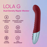 Lola G Curved Ribbed G Spot Vibrator Sex Toy - Liquid Silicone Personal Massager With 8 Vibration Modes, Boost Button, Magnetic Usb Charging - Splash-Proof Adult Sex Toys For Women (Maroon)
