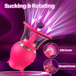 Sucking Vibrator Rose Toy With 3 Brush Heads 2 Removable Cups, Adult Sex Toys Clit Sucker For Clitoral Nipple Stimulation, Nipple Sex Toy Vibrators With 12 Rotation For Women Or Couples