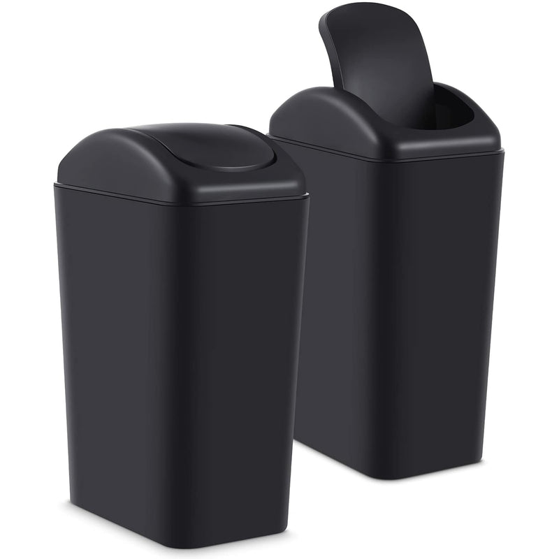 2 Pcs 3 Gallon/12 Liter Small Trash Can Plastic Kitchen Garbage With Lid Small T