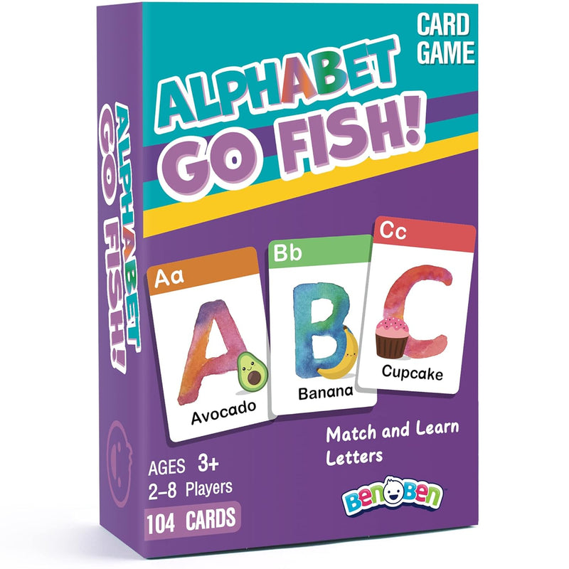Alphabet Go Fish Card Game For Kids,104 Cards, Oversized Abc Learning Playi