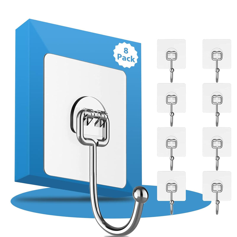 Adhesive Hooks Heavy Duty 44Lb(Max), Rustproof Wall Hooks For Hanging Bag, Coat,