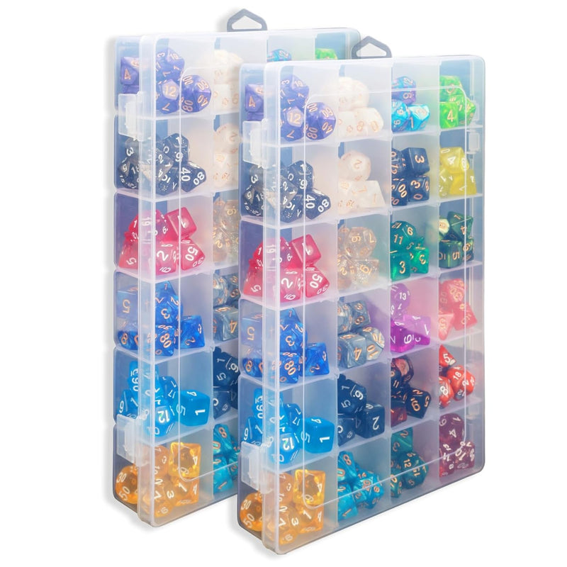 2 Pack Dnd Dice Storage Box Each 24 Grids Polyhedral Dice Organizer With Re