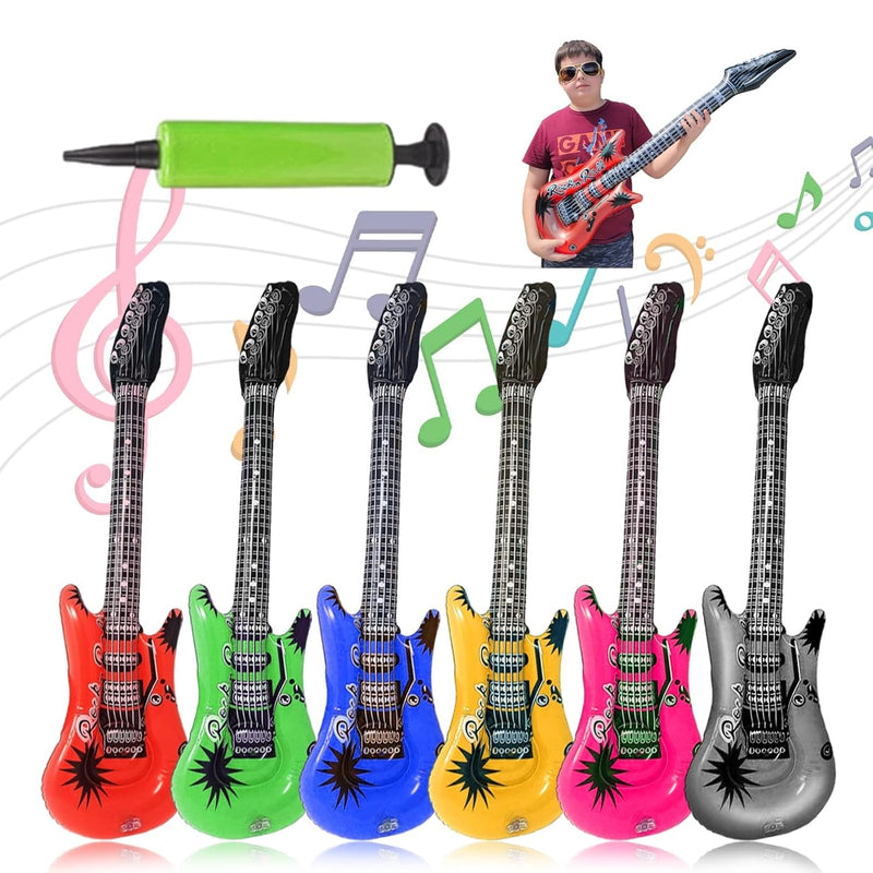 6 Pcs Inflatable Guitars For Parties, 35 Inch Rock Star Guitar, Inflatable