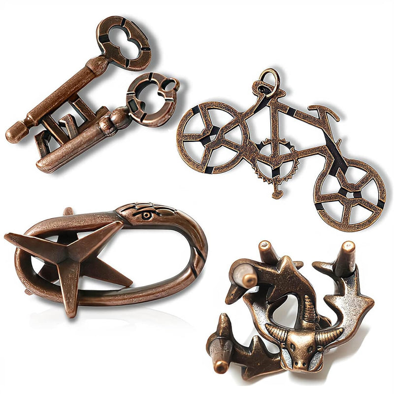 4 Pieces Brain Teaser Puzzles?Metal Cast Puzzle Games Toys?3D Highly Diffic