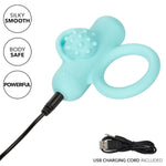 Silicone Rechargeable Nubby Lover’S Delight Cock Ring Vibrator For Men- Se-1841-22-3 Teal