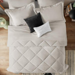 Queen Bed In A Bag 7-Pieces Comforter Sets With Comforter And Sheets Beige All Season Bedding Sets With Comforter, Pillow Shams, Flat Sheet, Fitted Sheet And Pillowcases