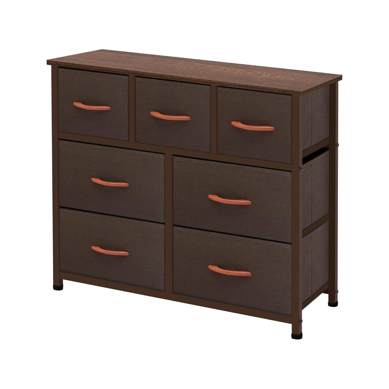 Storage Organizer 7-Drawer Closet Shelves, Sturdy Steel Frame Wood Top With Easy