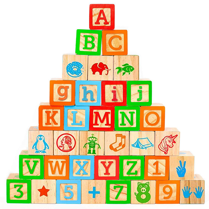 Wooden Blocks, 36 Large Stacking And Building Blocks For Toddlers 1 3 Years