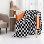 Throw Blankets Flannel Blanket With Checkerboard Grid Pattern Soft Throw Blanket For Couch, Bed, Sofa Luxurious Warm And Cozy For All Seasons (Black, 51"X63")