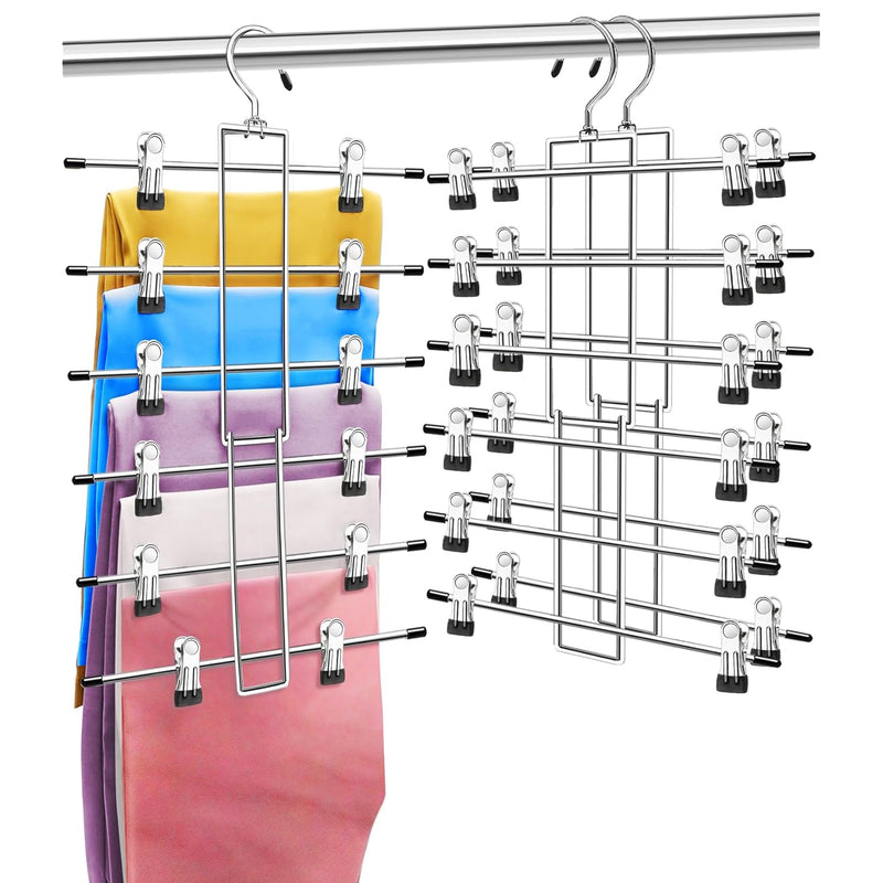 6 Tier Closet-Organizer-Pants-Hangers-Space-Saving,Metal Closet-Organizers-And-S