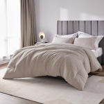 King Size Comforter Set - 3 Pieces Warm Taupe Soft Luxury Cationic Dyeing Bedding Comforter For All Season, Breathable Lightweight Fluffy Boho Bed Sets With 1 Comforter And 2 Pillow Shams