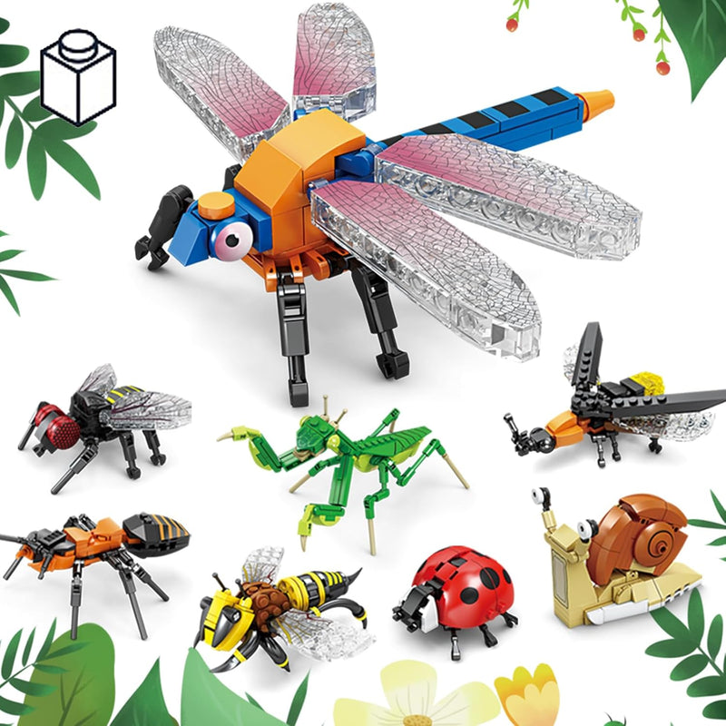 Bugs Building Toy Set,Insect Collection Building Blocks Including 8 Differe