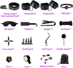 23PCS Bondage Restraint Kit – Upgraded Leather BDSM Set with Storage Bag