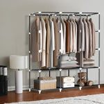 Portable Closet, portable closets for hanging clothes with 3 Hanging Rods and 6 Storage Shelves and 4 Side Pockets, Black Wardrobe Closet Easy to assemble and strong and stable