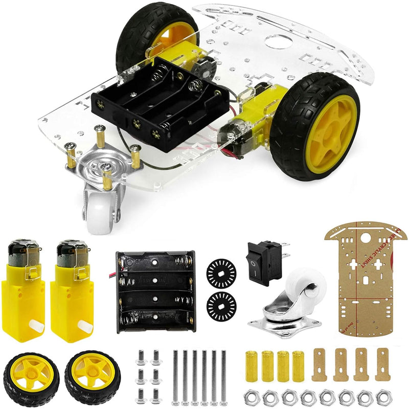 Diy Robot Smart Car Chassis Kit With Speed Encoder, 2 Wheels And And Battery B
