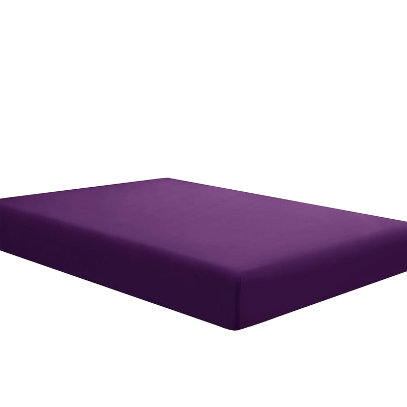 Fitted Bottom Sheet For Mattress, Single King Size Purple Microfiber Fitted Sh