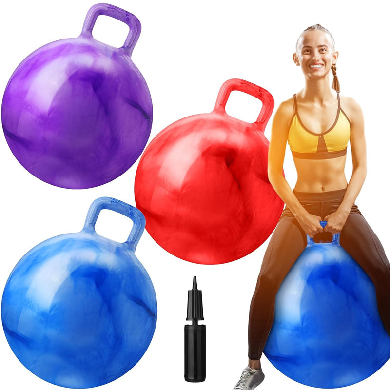 3 Pcs Hopper Ball With Handle 25 Inch Bouncy Ball For Teen Marbling Color Boun