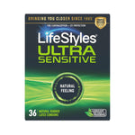 Ultra Sensitive Premium Lubricated Natural Latex Condoms, 36 Count, 1 Pack, Triple Tested For Best Protection, Made With Ultraglide Silicone Lube