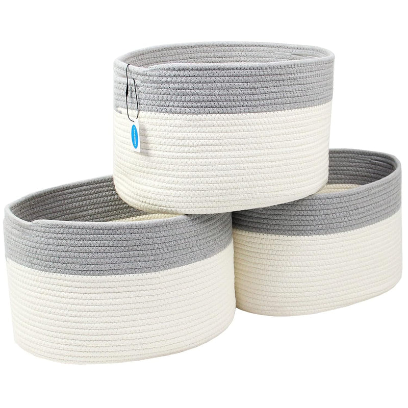 Cotton Rope Storage Baskets Bin Rope Basket Set Of 3 Storage Cube Organizer Fold