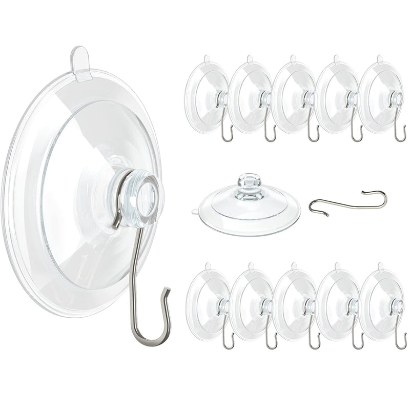 Suction Cup Hooks, Upgraded Small Clear Suction Cups With Metal Hooks 1.77 Inche