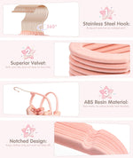 Baby Hangers, 11 Inch Pink Velvet Kids Hangers with 6 Pcs Size Dividers Non Slip Nursery Children Closet Clothes Hangers for Infant Toddler Girls & Boys - 30 Pack