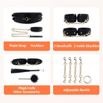 Sex Bondage Bdsm Restraints Kit Adult Toys With Neck Collar Ankle Handcuffs, Bed Bondage Thigh Cuff Waist Strap Harness Restraints Sets, 8Pcs Tickler Bondage Gear & Accessories For Sm Games