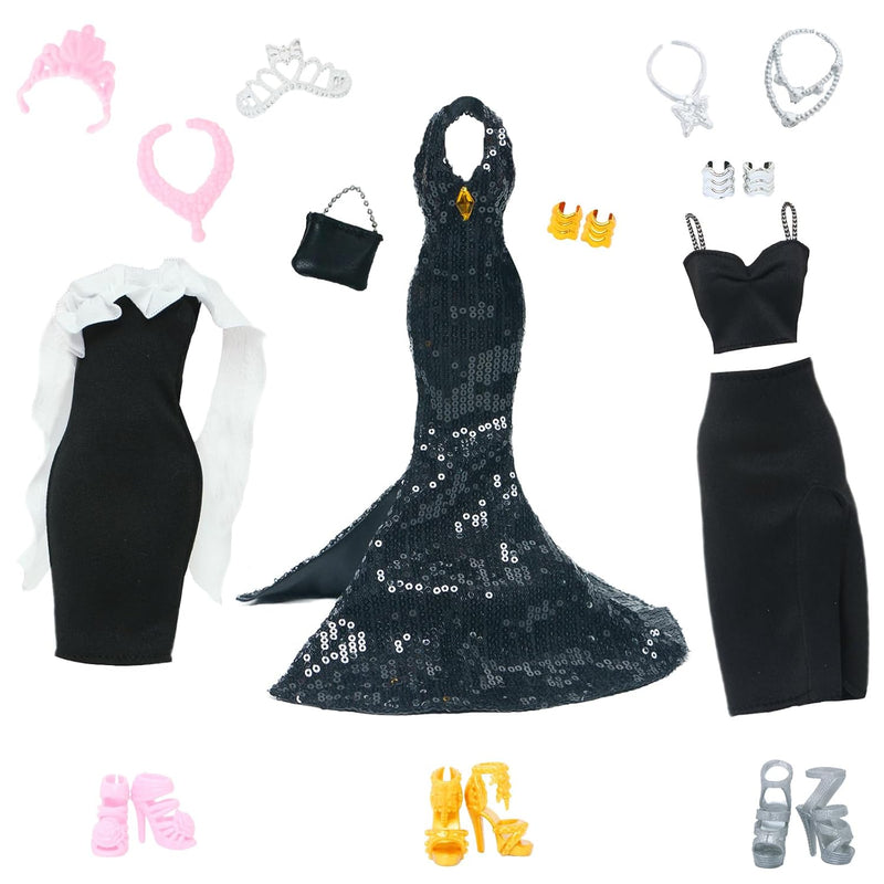 Limited Edition Black Wedding Dress With Handbag Accessory For 11.5 Inch Girl