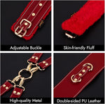 6-Piece Adjustable Bondage Restraint Set with Handcuffs, Ankle & Thigh Cuffs