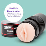 Thrust Pro Ultra Darcey Male Masturbator Cup - 7 Inch Realistic Textured Vagina With Adjustable Suction Control - Self Pleasure Sex Toys For Men - Waterproof - Flesh Pink