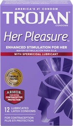 Her Pleasure Sensations Spermicidal Lubricated Latex Condoms, 12-Pack