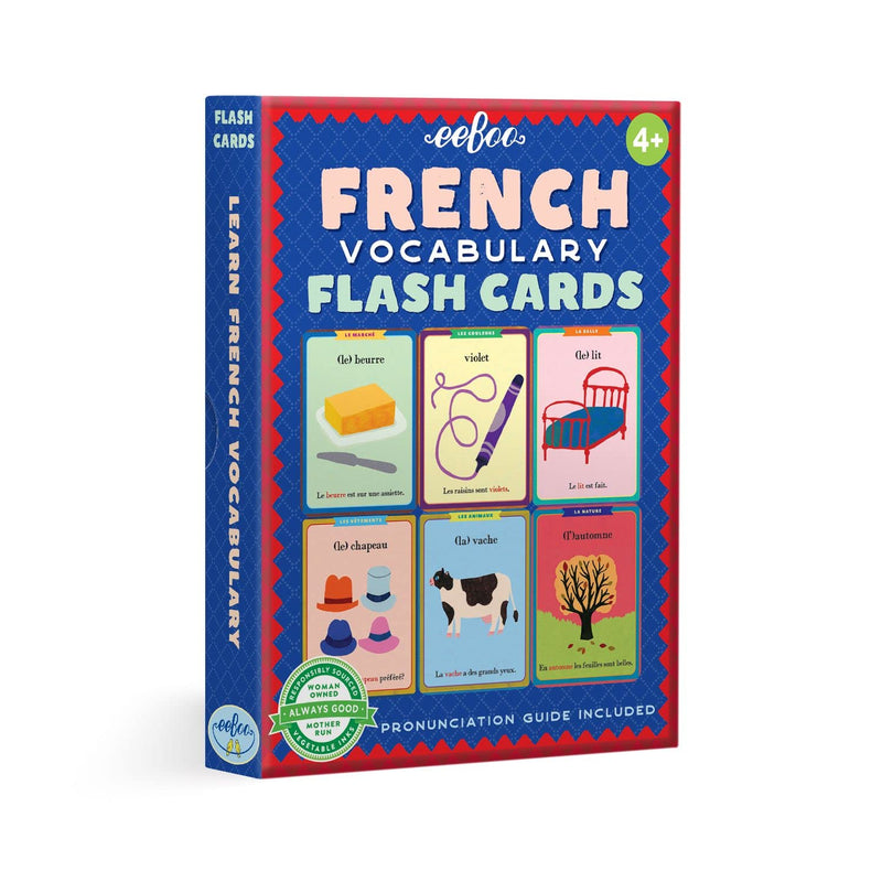 eeBoo: French Vocabulary Flash Cards, 56 Cards Included in The Set, Durable