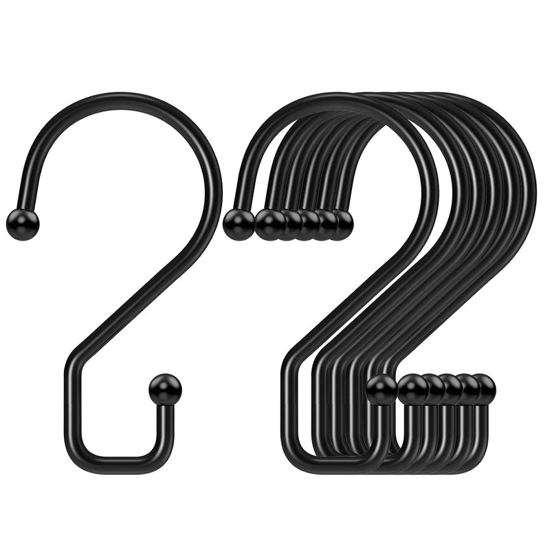 S Hooks, Reversible Black Metal S Shaped Hooks 3 Inch Small Closet S Hooks Heavy