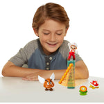 Nintendo Lava Castle 2.5" Figure Diorama Play Set, Includes: Fire Mario, Spiny, & Para Goomba, Mechanical Spinning Fireballs, Block & Fire Flower