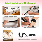 10-Piece BDSM Bondage Kit – Adjustable Bed Restraints, Wrist & Thigh Cuffs, Whip, Eye Mask