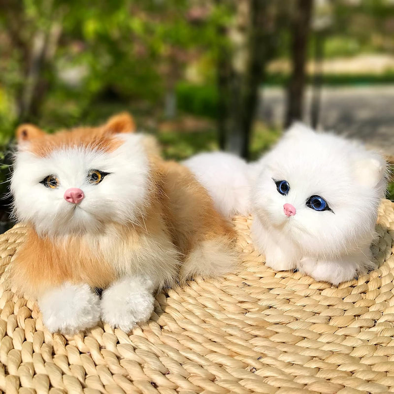 Pack Of 2 Realistic Furry Baby Cats Figurines Simulation Kittens/Synthetic Fur