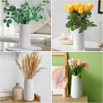 White Ceramic Vase for Home Decor, 8 Inch Vase for Flowers, Modern Art Texture Vase for Decor Centerpieces Entryway Shelf Living Room Table Decor