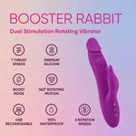 Booster Rotating Rabbit Vibrator - 100% Waterproof, Usb Rechargeable Vibrator 7 Speeds & 360 Degree Rotation - Clitoral Stimulator Rabbit Dildo Adult Sex Toys For Women (Purple)