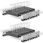 Wooden Pants Skirt Hangers Space Saving 20 Pack, Wide Adjustable Clip Hanger For