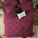 King Comforter Set With Sheets 7 Pieces Bed In A Bag Burgundy All Season Bedding Sets With Comforter, Pillow Shams, Flat Sheet, Fitted Sheet And Pillowcases, Red, King