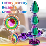 Metal Anal Beads Butt Plug Sex Toys For Men Women And Couples, Anal Trainer Pack Of 3 Graduated Stainless Steel Adult Toys, Prostate Massager Mens Anal Training With Luxury Jewelry Design 1 Piece