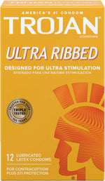 Ultra Ribbed Premium Lubricated Condoms – Enhanced Stimulation & Comfort, 12 Pack